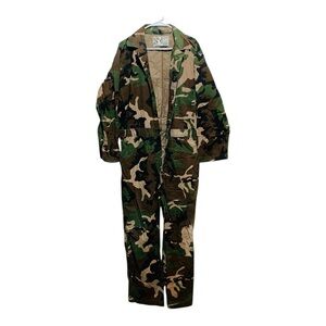 Men’s Vintage Duck Bay Button Front Camouflage Coveralls Sz Medium